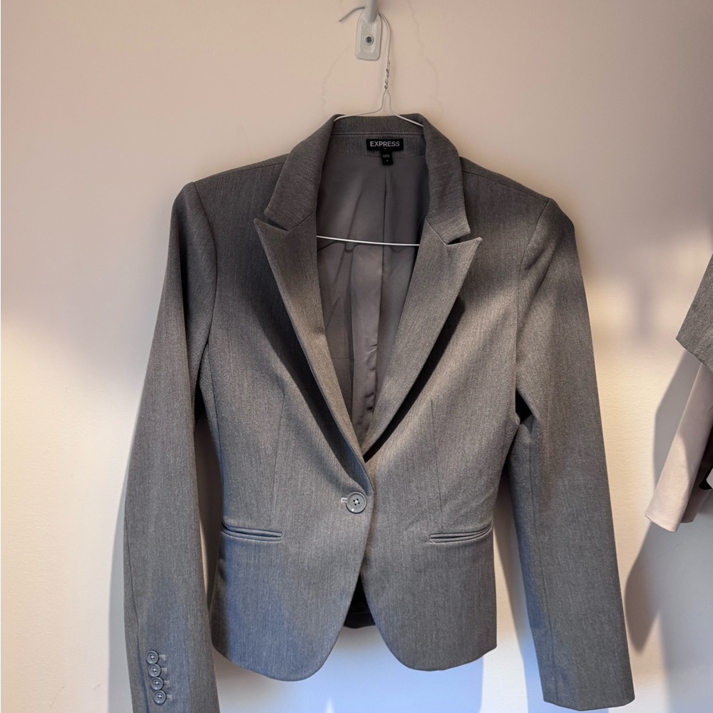 Express Light Grey Women's Single-Button Blazer - image 4